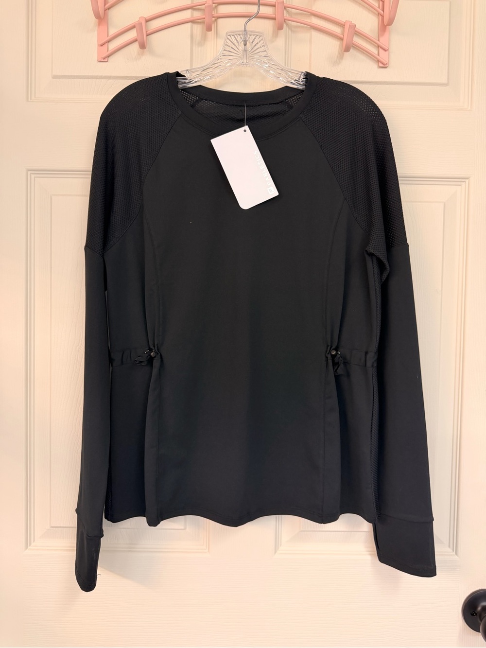 Fabletics Black Long-Sleeve Active Pullover with Adjustable Sides